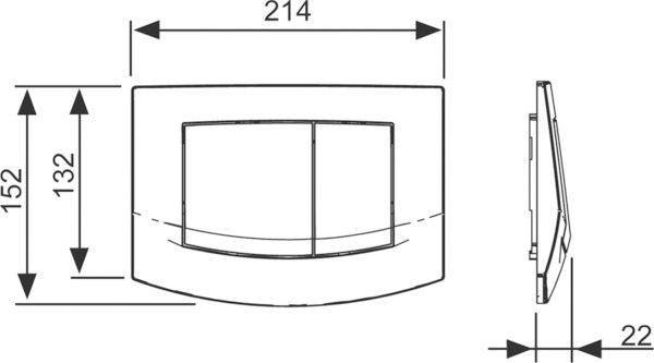 Панель смыва унитаза TECEambia для двойной системы смыва (цвет панели-хром матовый, цвет клавиш - хром глянцевый) 9240253