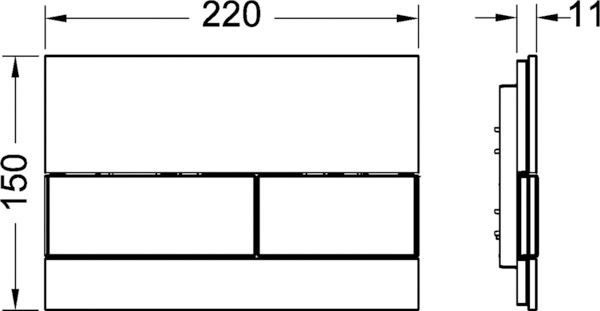 Стеклянная панель смыва унитаза TECEsquare для системы с двойным смывом (цвет панели- черный, цвет клавиш - позолоченные) 9240808