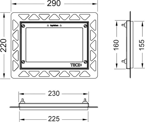 Монтажная рамка для монтажа на уровне стены (черный) TECE 9240647