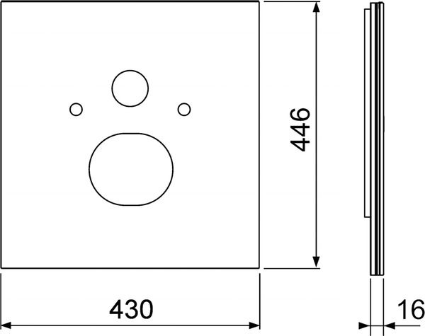Стеклянная панель TECElux для установки унитазов-биде (Duravit и т. п.), нижняя, стекло черное, 9650107