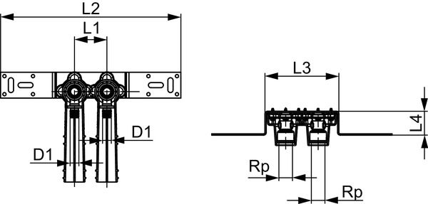 Монтажный узел TECEflex для подключения компактных радиаторов со встроенным вентилем