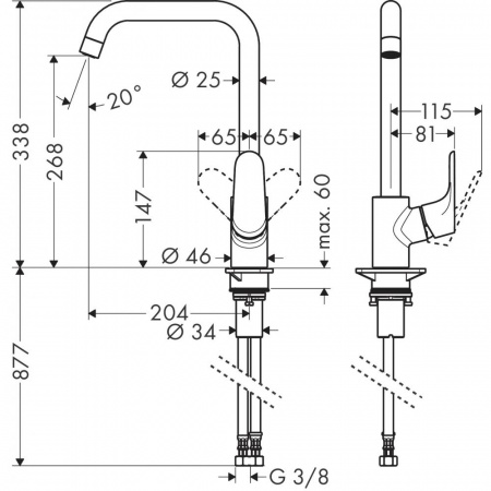 Кухонный смеситель hansgrohe Focus 260, однорычажный 31820670