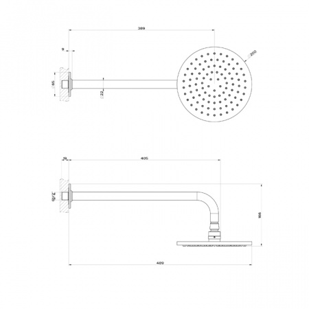Gessi Inciso Shower Верхний душ Ø200 с настенным кронштейном, 58148#299