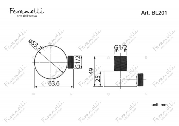 Подключение для шланга Feramolli BL201, черный