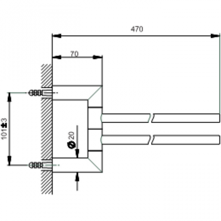 Полотенцедержатель двойной 40 см CISAL System SY09021040