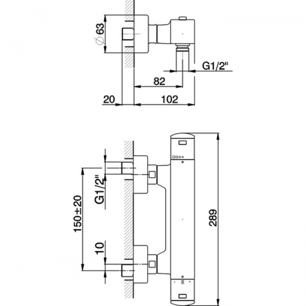 Смеситель термостатический настенный для душа CISAL Roadster RRT0101021