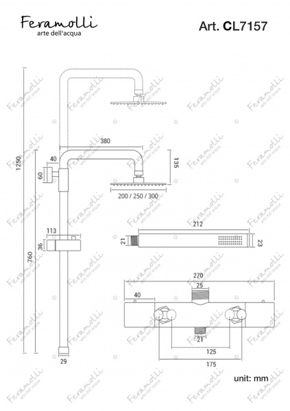 Хромированная душевая система с термостатом Feramolli CL7157-10