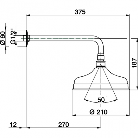 Верхний душ D210 мм Easy Clean с настенным держателем L270 мм CISAL Shower DS01340121