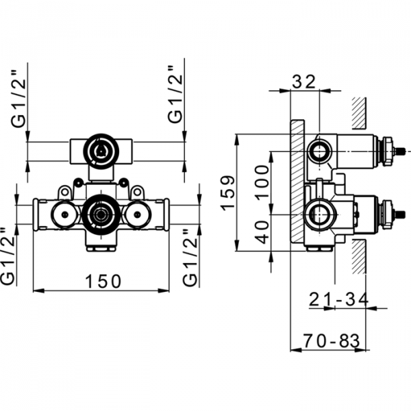 Встраиваемая часть термостатического смесителя с переключателем на 2 положения CISAL Complementi ZA01910004