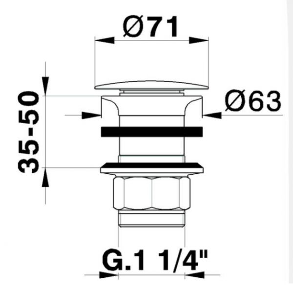 Донный клапан 11/4 для раковин без перелива CISAL Complementi ZA00161024