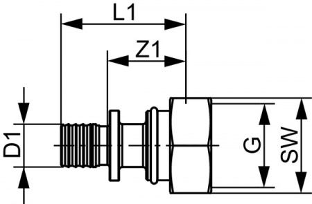 Соединение прямое с внутренней резьбой 3/4" (Евроконус) с пресс-соединением TECEflex из латуни, никелированное