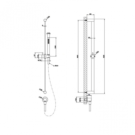 GESSI 316 Штанга в комплекте с душевой лейкой с легкой очисткой, 54045#239