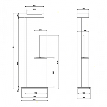 Gessi Rettangolo Стойка с держателем для туалетной бумаги и ершиком, 20933#031
