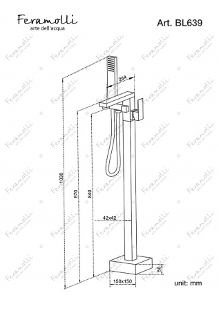 Напольный смеситель для ванны Feramolli BL639, черный