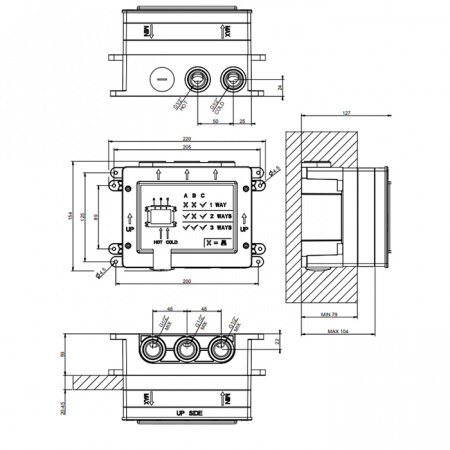 Gessi Hi-Fi Встраиваемые части для термостатического смесителя с кнопками, 63001#031