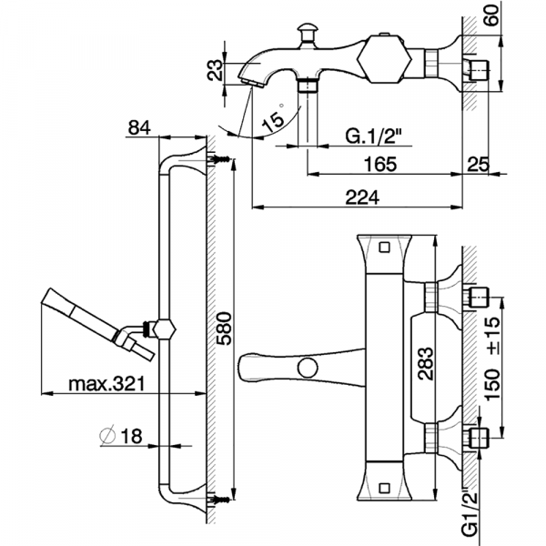 Термостатический смеситель для ванны CISAL Cherie CES2701021