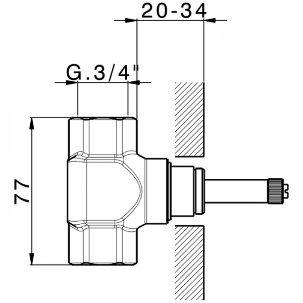 Встраиваемая часть запорного вентиля 3/4 CISAL Complementi ZA00331104