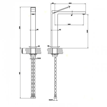 Gessi Rettangolo K Смеситель для раковины на 1 отверстие, 53004#031