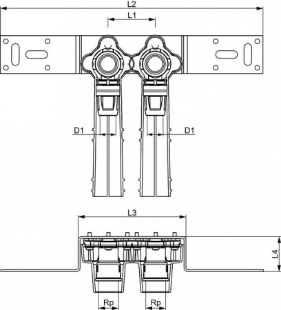 Монтажный комплект TECElogo с настенными уголками для подключения радиаторов