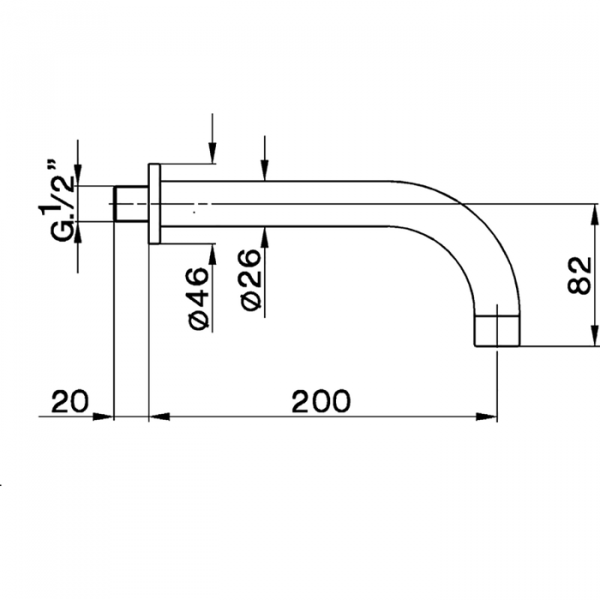 Излив настенный 200 мм для ванны CISAL Complementi ZA00125021