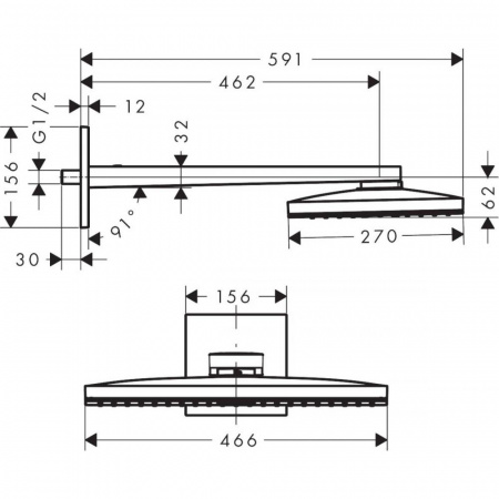 Верхний душ hansgrohe Rainmaker Select 460 1jet с держателем 24003400