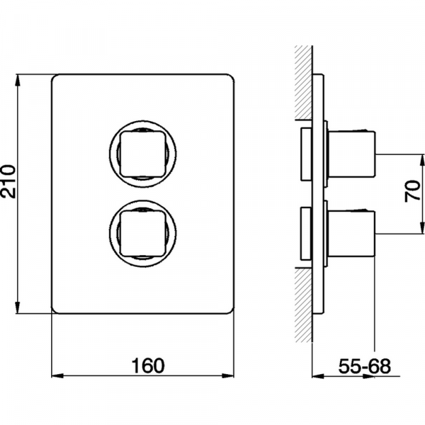 Встраиваемый термостатический смеситель с переключателем на 2 положения CISAL Cubic CU01810021