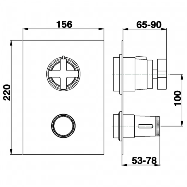 Встраиваемый термостатический смеситель с переключателем на 2 положения CISAL Barcelona BA01840321