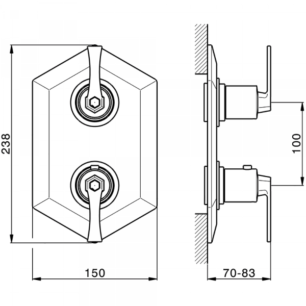 Встраиваемый термостатический смеситель с переключателем на 3 положения CISAL Cherie CF0192006T