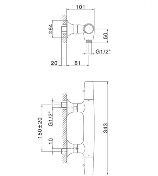 Термостатический смеситель для душа CISAL Vita VIT0101021