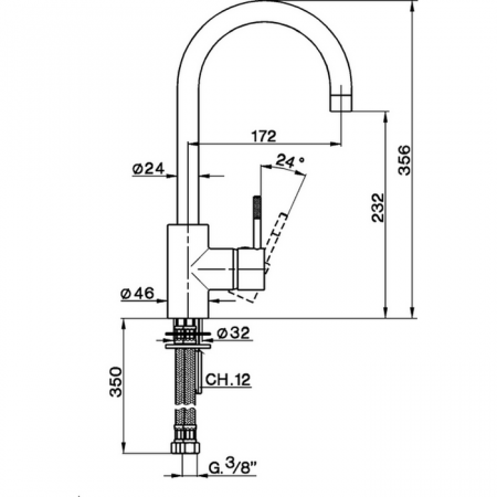 Кухонные смесители Смеситель однорычажный на 1 отверстие для кухни CISAL Kitchen LS00053021
