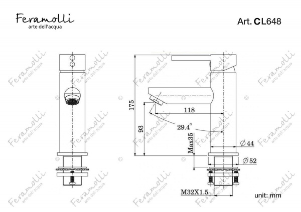 Смеситель для раковины Feramolli Ele CL648, хром