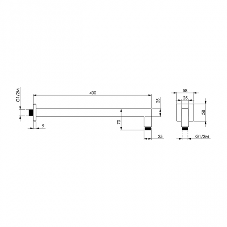 Держатель верхнего душа настенный L400 мм CISAL Shower DS01332021