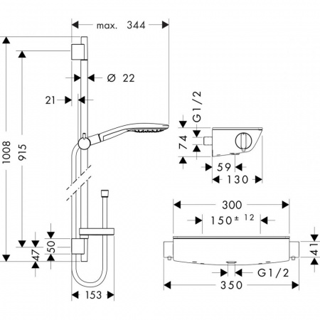 Душевой набор hansgrohe Ecostat Select/Raindance Select S 150 3jet/Combi 27037000