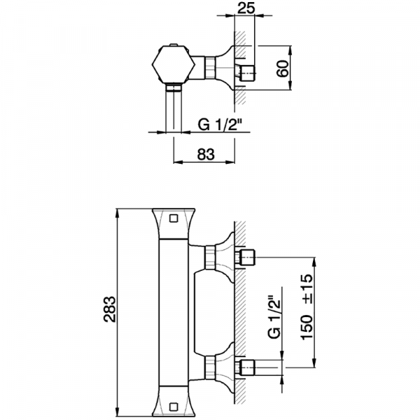 Термостатический смеситель настенный для душа CISAL Cherie CET0101024