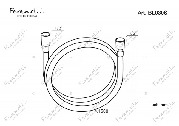 Шланг для душа Feramolli BL030S PVC (1500мм.), черный