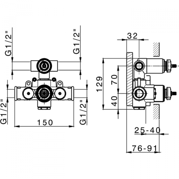 Встраиваемая часть термостатического смесителя с переключателем на 2 положения CISAL Complementi ZA01810104