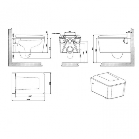 Gessi Rettangolo Унитаз подвесной в комплекте с сиденьем Soft Close, 37573#518