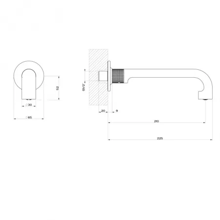 GESSI INCISO Настенный излив 210мм, 58100#149