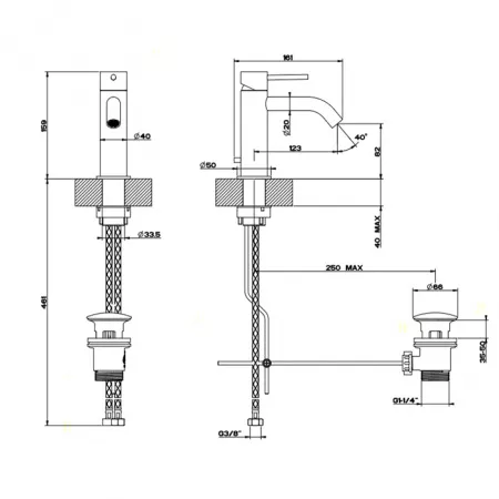 GESSI 316 Смеситель для раковины на 1 отверстие с донным клапаном, 54001#239