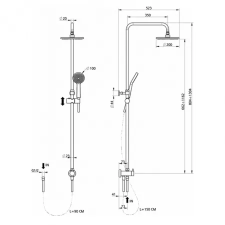 Настенная душевая система CISAL Shower DSQ8201021