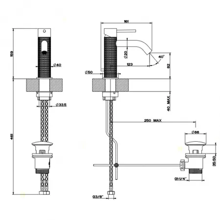 GESSI 316 Смеситель для раковины на 1 отверстие с донным клапаном, 54201#239