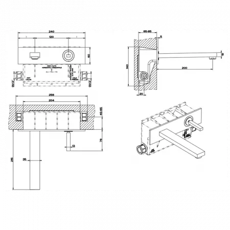 Gessi Rettangolo Встраиваемый смеситель для раковины, 20688#031