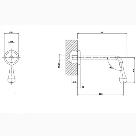 Gessi Goccia Настенный излив 200мм, 33715#279