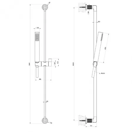 GESSI INCISO Штанга в комплекте с душевой лейкой, 58145#299