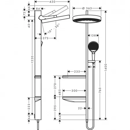 Душевая система hansgrohe Rainfinity Showerpipe 360 1jet 26842700