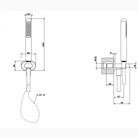 Gessi Goccia Душевой комплект: вывод воды на 1/2”, 33773#299