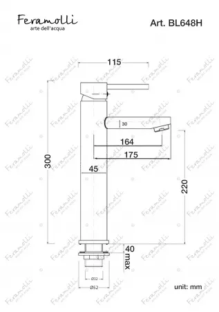 Смеситель для раковины Feramolli BL648H, черный