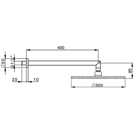 Верхний душ D300 мм с настенным держателем L400 мм CISAL Shower DS0136202F