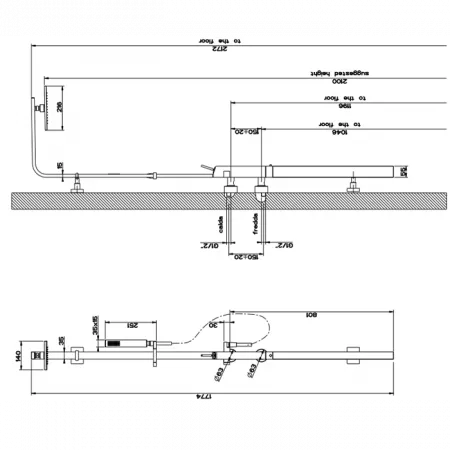 Gessi Rettangolo XL Термостатический смеситель с верхним душем, 26239#031