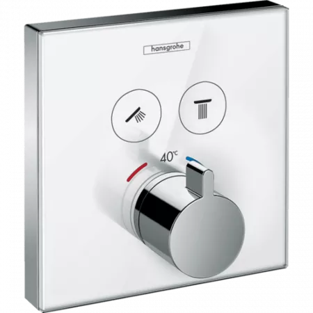 Термостат hansgrohe ShowerSelect Glass для двух потребителей стеклянный, белый/хром 15738400